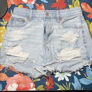 American Eagle Distressed Light Blue Denim Shorts Lot